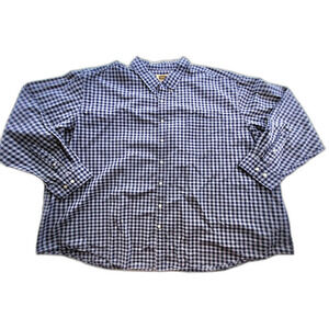 Foundry Men's 5XL Blue White Gingham Plaid Short Sleeve Button Down Shirt